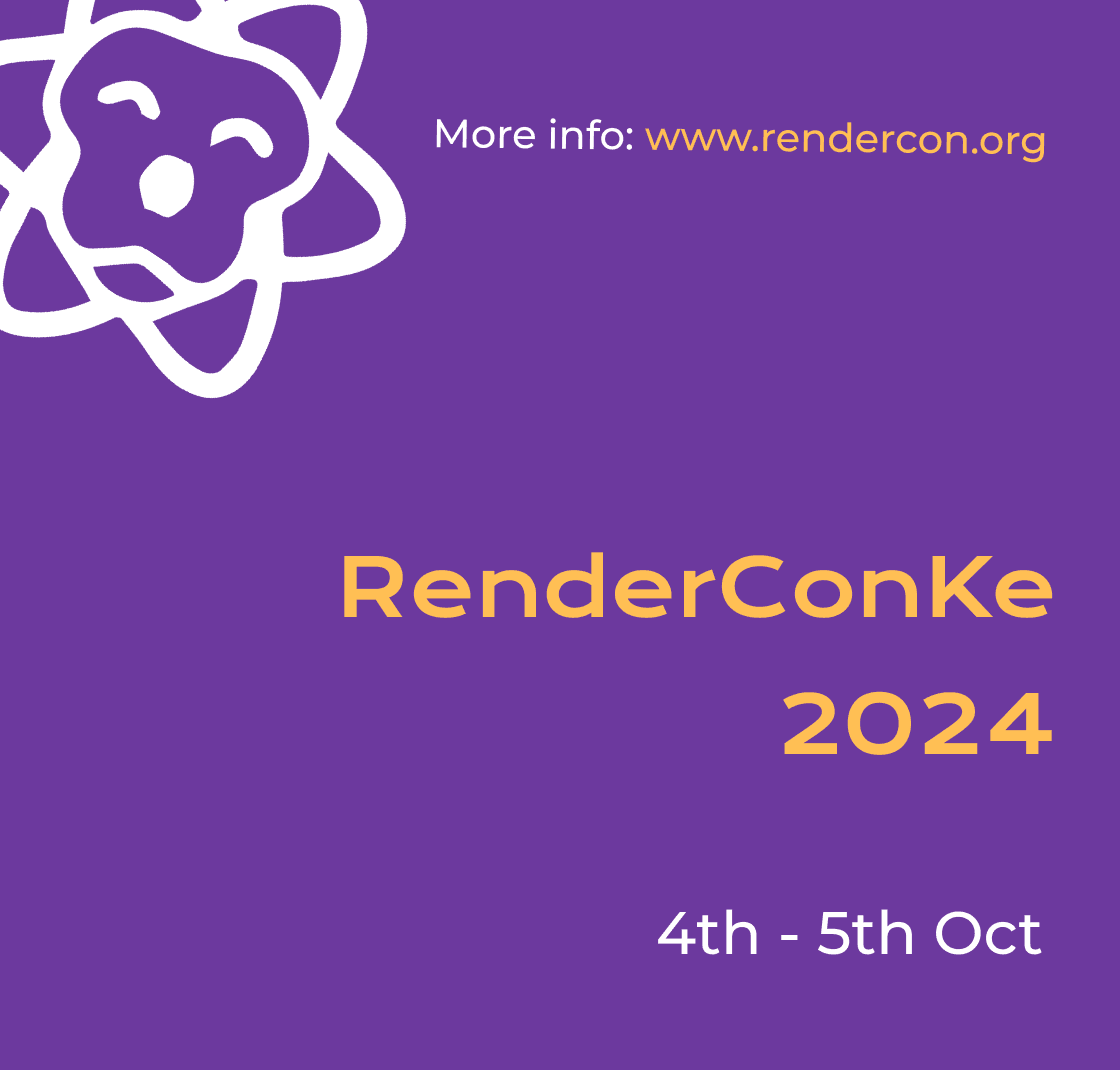 RenderCon is the annual React and React Native tech event organized by React Devs KE. Join us for talks, workshops, and networking opportunities.